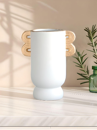 Earthen Elegance-Ceramic Vase: Classic Ceramic Vase with Earthy Elegance | Timeless Centerpiece